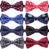 AUSKY 8 PACKS Elegant Adjustable Pre-tied Bow Ties for Men Boys (1&4&5&6&8 Pack for option) (MIXED E) view 1