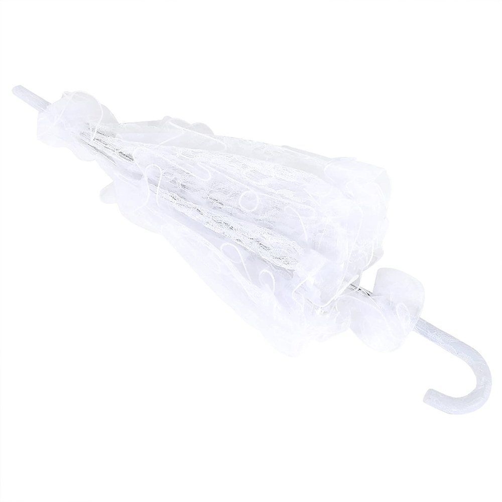 Atyhao Lace Umbrella with Wooden Handle, 21.7 x 23.6 Inch, Decorative for Wedding Photography (White)