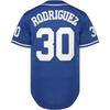Benny 'The Jet' Rodriguez 30 The Sandlot Bel Air Short Sleeve Squints Yeah-Yeah Baseball Jersey (30-Blue, XX-Large) view 4