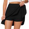 Afibi Women's Casual Basic Versatile Flared Pleated Mini Skater Skirt with Shorts (Small, Black) view 1