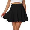 Afibi Women's Casual Basic Versatile Flared Pleated Mini Skater Skirt with Shorts (Small, Black) view 2
