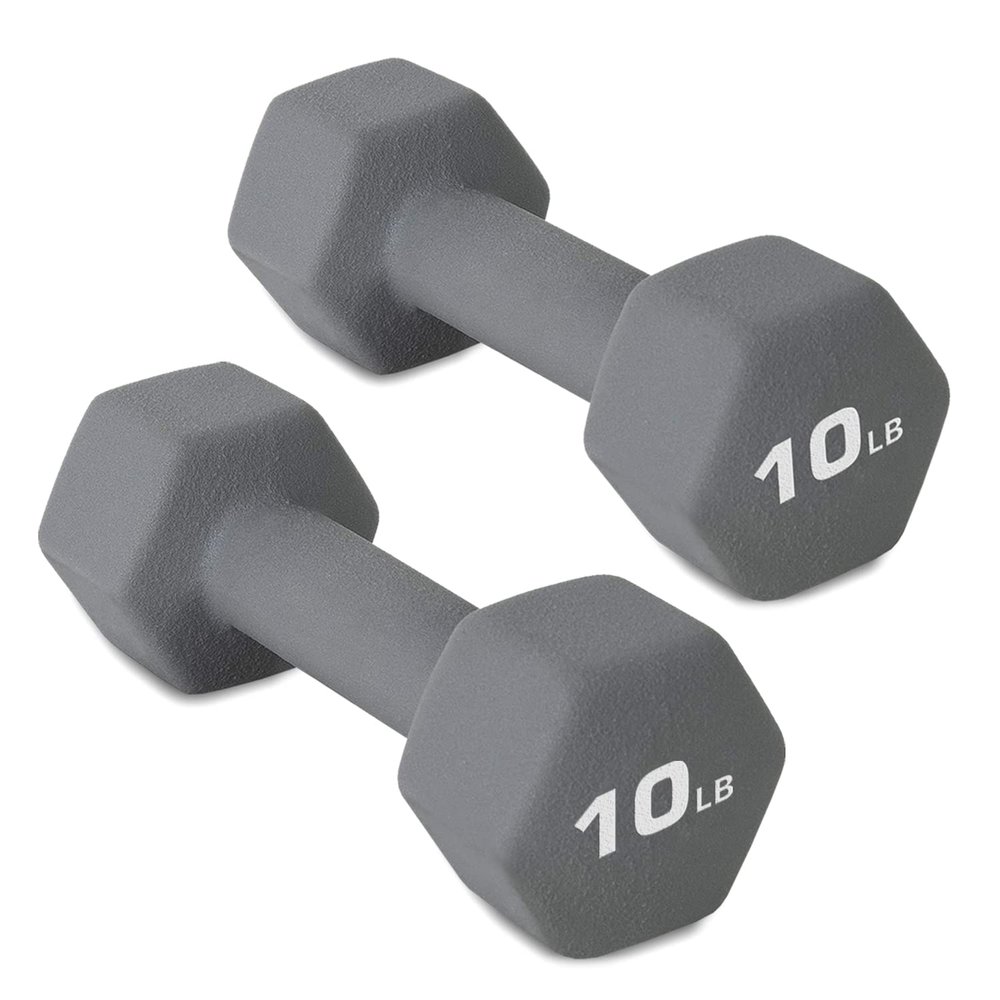 ATcuji 10LB Set of 2 Hex Dumbbells Rubber Coated Cast Iron Hex Black Dumbbell Free Weights for Exercises Neoprene Dumbbell Hand Weights Anti-Slip Anti-roll Hex Shape Colorful 10Lbs Pair
