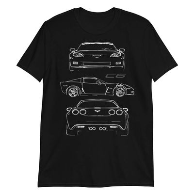 2007 'Vette C6 Z06 Owner Custom Outline Art Short-Sleeve Unisex T-Shirt Black
