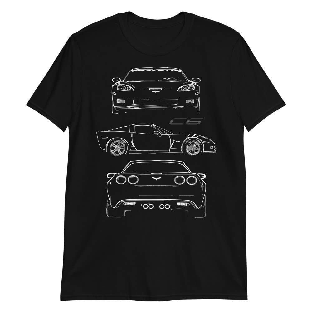 2007 'Vette C6 Z06 Owner Custom Outline Art Short-Sleeve Unisex T-Shirt Black