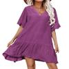 Aoulaydo Womens Swimsuit Coverups Sexy V Neck Bathing Suit Cover Ups Casual Loose Cover Up for Swimwear Purple Red view 1