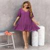Aoulaydo Womens Swimsuit Coverups Sexy V Neck Bathing Suit Cover Ups Casual Loose Cover Up for Swimwear Purple Red view 3