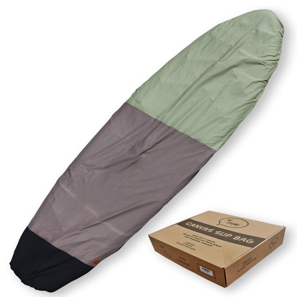 Ho Stevie! Canvas SUP Bag Cover - Durable Canvas Protective Bag for Stand Up Paddle Boards [CHOOSE 8, 9, 10, 11, 12] (Black/Gray/Green, 11'0")