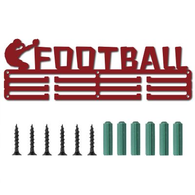 CREATCABIN Medal Holder Sport Football Medals Display Wall Mount Hanger Decor Medal Holders for Sports Home Badge 3 Rung Medalist Running Soccer Player Gymnastics Over 60 Medals Games, Red