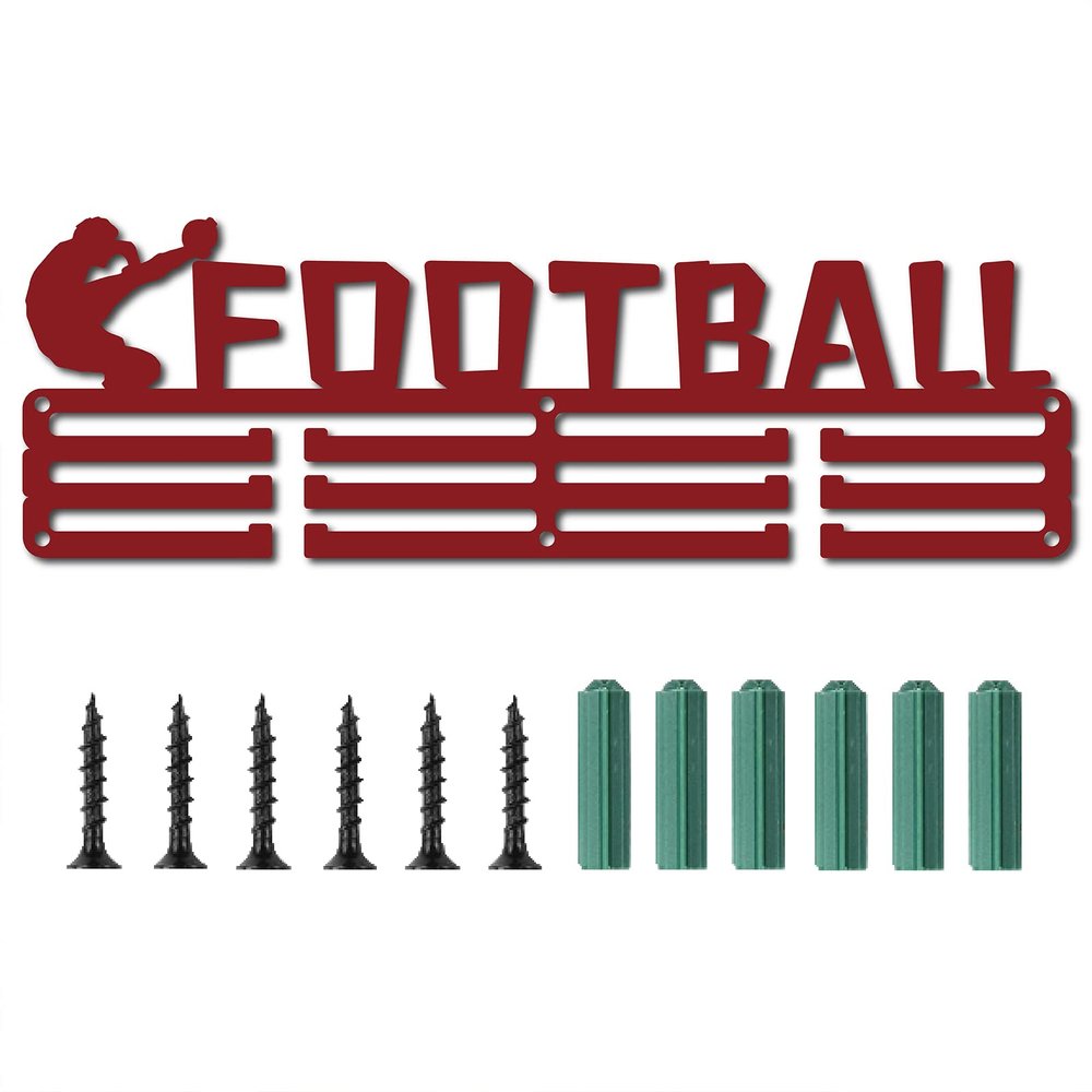 CREATCABIN Medal Holder Sport Football Medals Display Wall Mount Hanger Decor Medal Holders for Sports Home Badge 3 Rung Medalist Running Soccer Player Gymnastics Over 60 Medals Games, Red