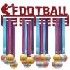 CREATCABIN Medal Holder Sport Football Medals Display Wall Mount Hanger Decor Medal Holders for Sports Home Badge 3 Rung Medalist Running Soccer Player Gymnastics Over 60 Medals Games, Red view 2