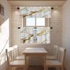BaoNews White Abstract Marble Kitchen Valances for Windows,Gold Ink Blackout Valances Curtains Multilayer Polyester Drapes for Kitchen Bedroom 1 Pack 52X18 Inches view 2