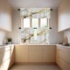 BaoNews White Abstract Marble Kitchen Valances for Windows,Gold Ink Blackout Valances Curtains Multilayer Polyester Drapes for Kitchen Bedroom 1 Pack 52X18 Inches view 3