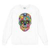 Dean Russo Sugar Skull Long Sleeve T-Shirt Day of The Dead Neon Calaver White Small view 1