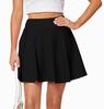 Afibi Women's Casual Basic Versatile Flared Pleated Mini Skater Skirt with Shorts (Medium, Black) view 3