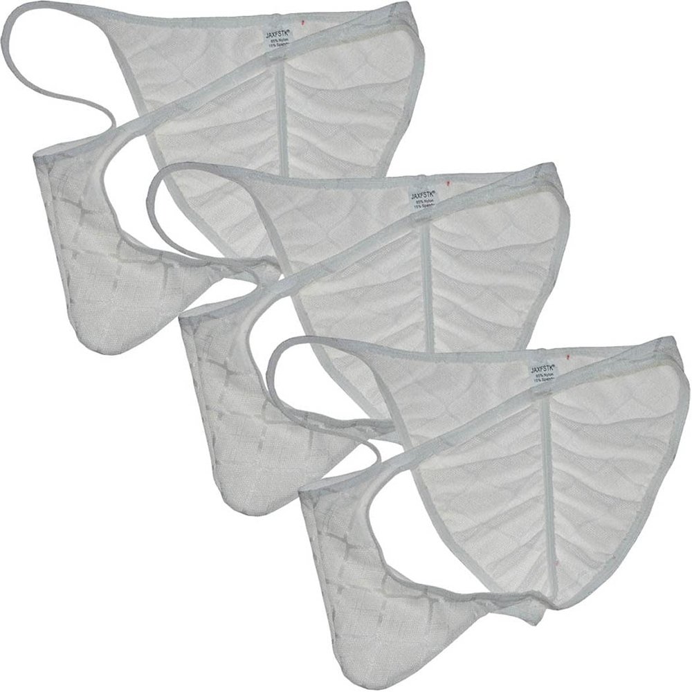 Botmois Men's See-throuhg Cheeky Briefs Bikini String Panties Pucker Back Bikini Briefs Sexy Sheer Underwear 3 Pack(White) M