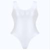 Zaldita Women's Tight Glossy One Piece Swimsuit Opaque High Cut Thongs Bikini Leotard Top Beachwear White Medium view 3