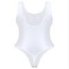 Zaldita Women's Tight Glossy One Piece Swimsuit Opaque High Cut Thongs Bikini Leotard Top Beachwear White Medium view 4