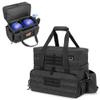 DSLEAF Bowling Bag for 2 Balls with Wooden Ball Holder, Bowling Ball Tote with Padded Divider for A Pair of Bowling Shoes Up to Mens 16 and Extra Essentials (Patent Design), Bag Only view 1
