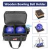 DSLEAF Bowling Bag for 2 Balls with Wooden Ball Holder, Bowling Ball Tote with Padded Divider for A Pair of Bowling Shoes Up to Mens 16 and Extra Essentials (Patent Design), Bag Only view 2