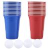 Aqur2020 Beer Pong Set, 22 Plastic Cups with 4 Balls, Red and Blue, 16oz, Party Game for Outdoor Activities view 1