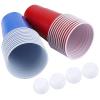 Aqur2020 Beer Pong Set, 22 Plastic Cups with 4 Balls, Red and Blue, 16oz, Party Game for Outdoor Activities view 4