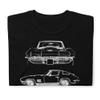 1967 'Vette C2 Owner Collector Car Outline Art Short-Sleeve T-Shirt Black view 4