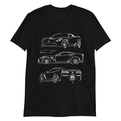 2015 'Vette C7 Z06 Coupe Custom Outline Art Short-Sleeve Unisex T-Shirt Black