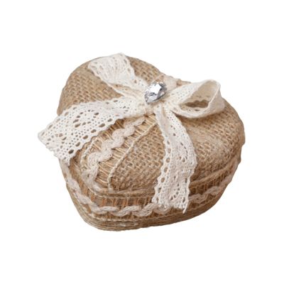 Marooma Linen Heart Shaped Ring Box,Wedding Ring Jewelry Box,Wedding Engagement Ring Box Gift Ceremony,Proposal Ring Box Jewelry Storage Box Ring Bearer Box