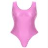 Freebily Women's One Peice Oil Glossy Sleeveless High Cut Thongs Bodysuit Swimsuit Gymnastics Leotard Pink X-Large view 2
