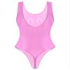 Freebily Women's One Peice Oil Glossy Sleeveless High Cut Thongs Bodysuit Swimsuit Gymnastics Leotard Pink X-Large view 3