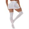 Lejafay Women's Shiny Stretch Above Knee Bodycon Short Pencil Mini Skirt and Over The Knee Socks White Large view 3