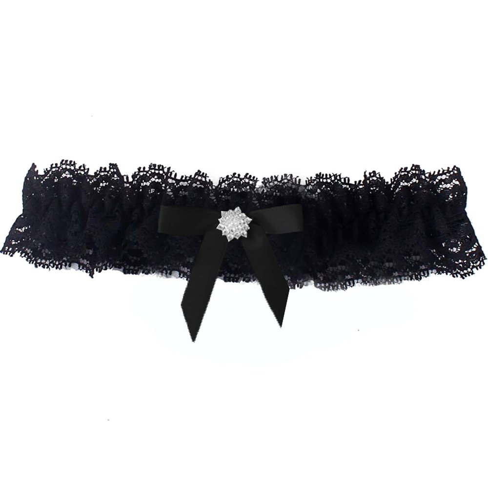 Ealafee 2022 Sexy Lace Wedding Garters for Bride with Bow Party Prom Leg Garter (5-black a, One Size) (GAT08)