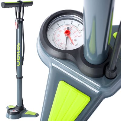 Bike Pump with Gauge by Delta Cycle - Bike Tire Pump with Easy to Read Gauge Fits Schrader and Presta Valves - Compact Air Pump for Bicycles