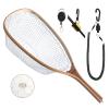 ONROCL Fly Fishing Net Trout Net with Magnetic Release and Rod Holder Wooden Frame Landing Net with Soft Rubber Mesh for Catch and Release (Clear Small Holes) view 1