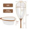 ONROCL Fly Fishing Net Trout Net with Magnetic Release and Rod Holder Wooden Frame Landing Net with Soft Rubber Mesh for Catch and Release (Clear Small Holes) view 2