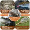 ONROCL Fly Fishing Net Trout Net with Magnetic Release and Rod Holder Wooden Frame Landing Net with Soft Rubber Mesh for Catch and Release (Clear Small Holes) view 3