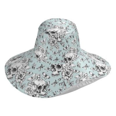 MNSRUU Wide Brim Hats for Women Men Vintage Goth Skull Sun Hat Packable Sun Visors for Women Floppy Summer Beach Hat for UV Protection for Adult