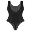 Hedmy Women's Shiny Glossy One Piece Bikini Swimsuit High Cut Thong Gymnastics Leotard Bodysuit Black X-Large view 3