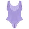 Hedmy Women's Shiny Glossy One Piece Bikini Swimsuit High Cut Thong Gymnastics Leotard Bodysuit Purple Medium view 3