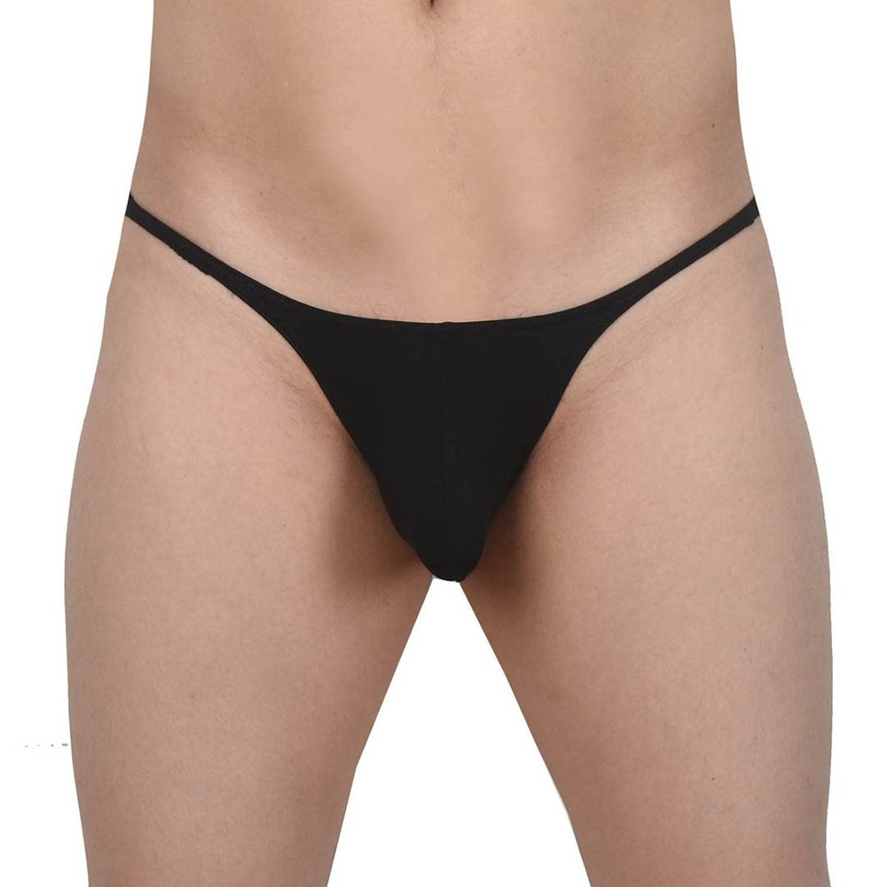 Men's Modal Briefs Underwear Male Posing String Panties Ruched Back Contour Pouch Briefs Black M