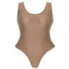 Hedmy Women's Shiny Glossy One Piece Bikini Swimsuit High Cut Thong Gymnastics Leotard Bodysuit Coffee Medium view 2