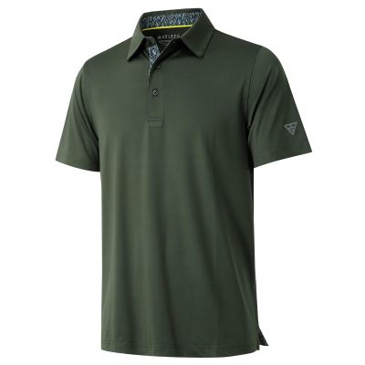 M MAELREG Polo Shirts for Men Short Sleeve Performance Moisture Wicking Quick Dry Casual Collared Mens Polo Shirts Olive Green