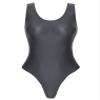 Freebily Women's One Peice Oil Glossy Sleeveless High Cut Thongs Bodysuit Swimsuit Gymnastics Leotard Grey X-Large view 2
