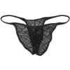 Botmois Men's See-throuhg Cheeky Briefs Bikini String Panties Pucker Back Bikini Briefs Sexy Sheer Underwear 3 Pack(Black) XL view 2