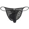Botmois Men's See-throuhg Cheeky Briefs Bikini String Panties Pucker Back Bikini Briefs Sexy Sheer Underwear 3 Pack(Black) XL view 3