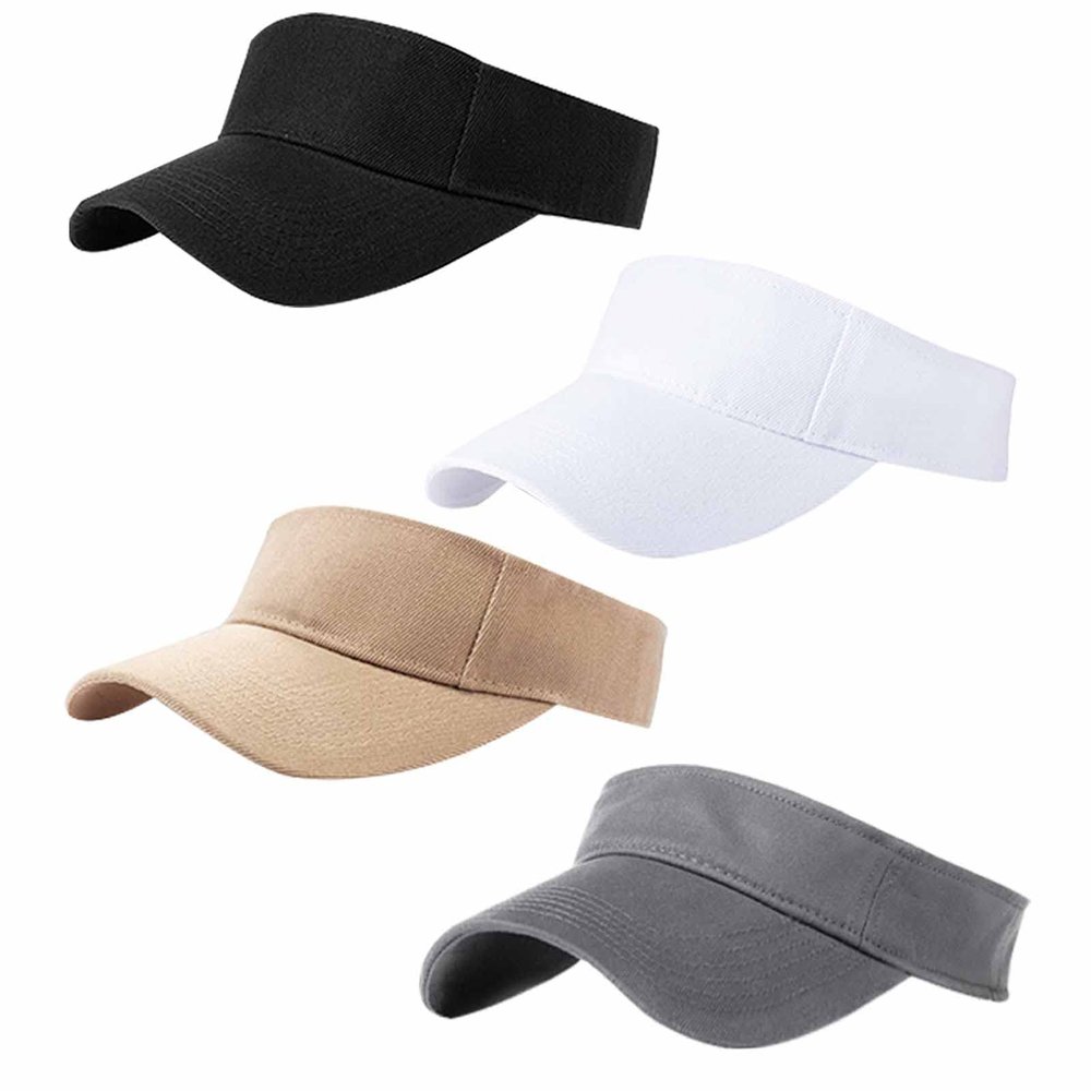 AZJ Sun Visor Hats for Women Men Adjustable UV Protection Outdoor Sports Golf Running Sun Caps (US, Numeric, 6 1/2, Black,White,Khaki,Grey)