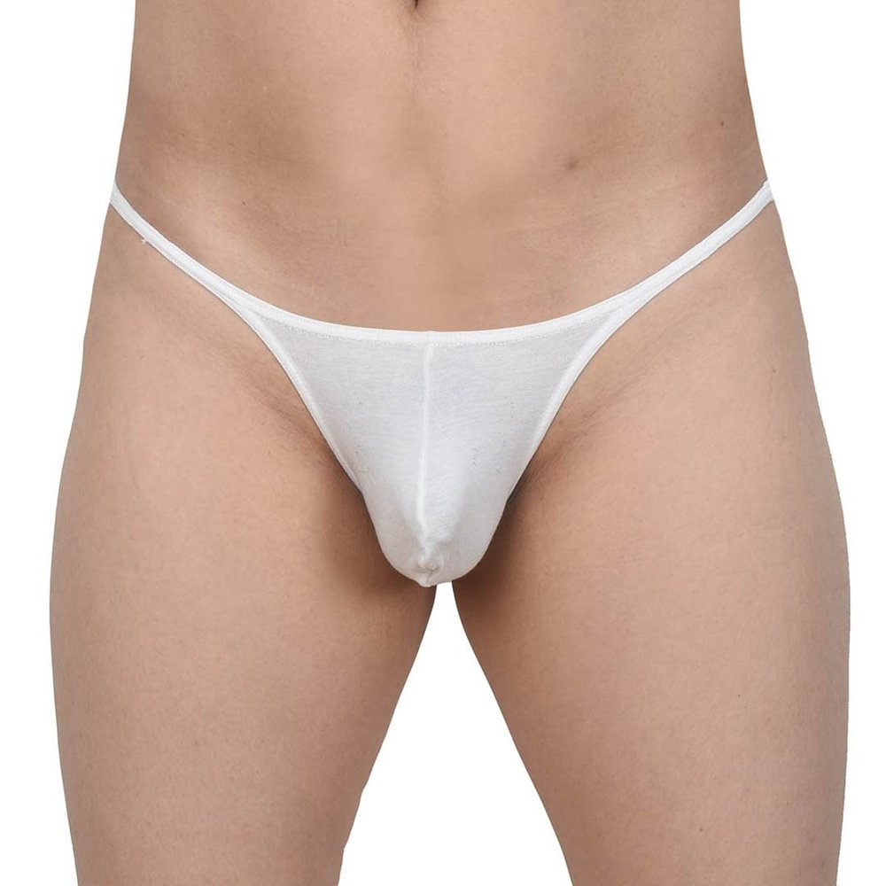Men's Modal Briefs Underwear Male Posing String Panties Ruched Back Contour Pouch Briefs White M