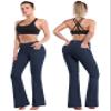 BUBBLELIME 29"/31"/33"/35" 4 Styles Women's High Waist Bootcut Yoga Pants - Out Pockets_DARKNAVY XL-29 Inseam(2) view 2