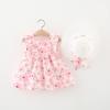 Baby Girl Clothes Floral Summer Outfits Fly Sleeve Bowknot Backless Dress Princess Dress for Newborn Toddler Playsuit with Straw Hat Sundress Pink-Floral 18-24 Months view 2