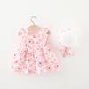 Baby Girl Clothes Floral Summer Outfits Fly Sleeve Bowknot Backless Dress Princess Dress for Newborn Toddler Playsuit with Straw Hat Sundress Pink-Floral 18-24 Months view 3
